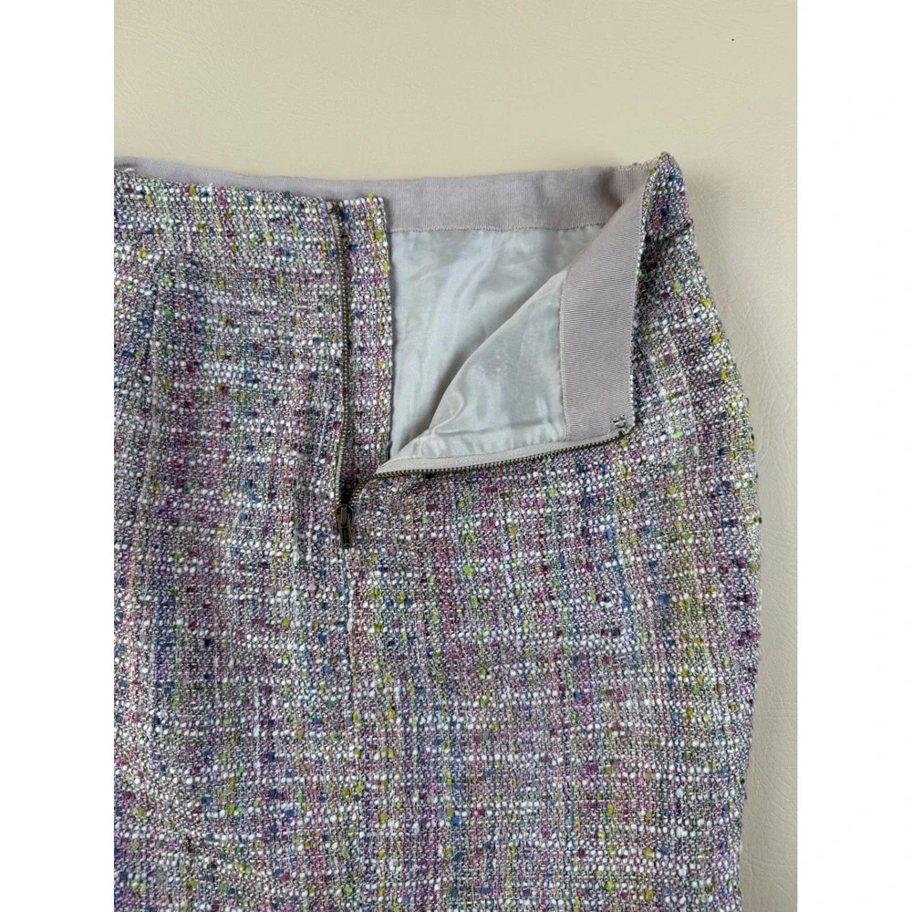 J.Crew Silk Blend Tweed Mini Skirt Size 4 Multicolor Bouclé Lined Pockets - Picture 4 of 6